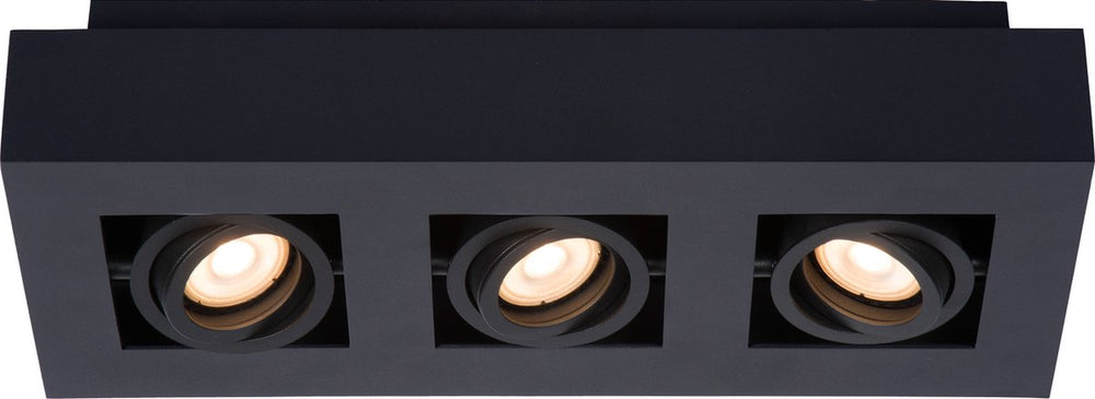 Lucide xirax - plafondspot (plafondlamp) - led dim to warm - gu10 - 3x5w 2200k 3000k - zwart