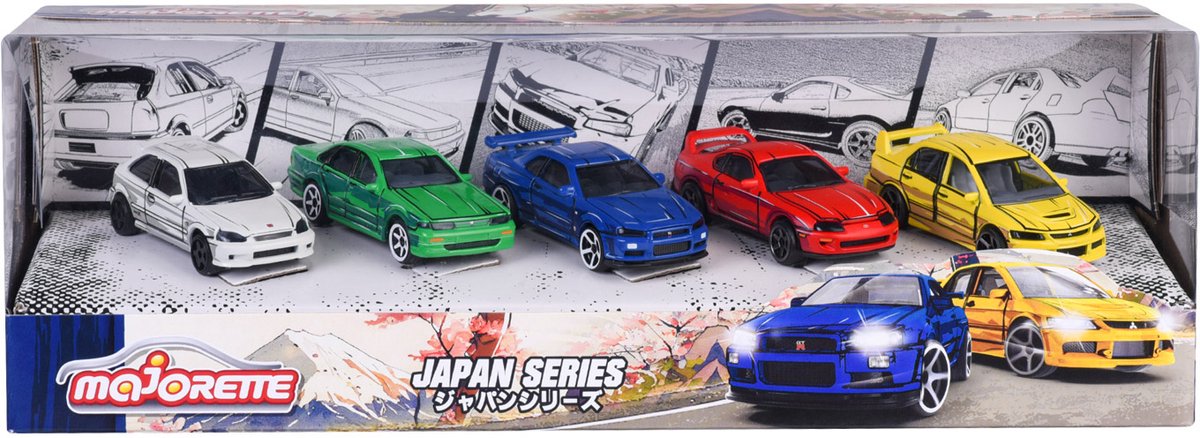 Majorette Japan-serie gegoten auto's geschenkverpakking, 5st.