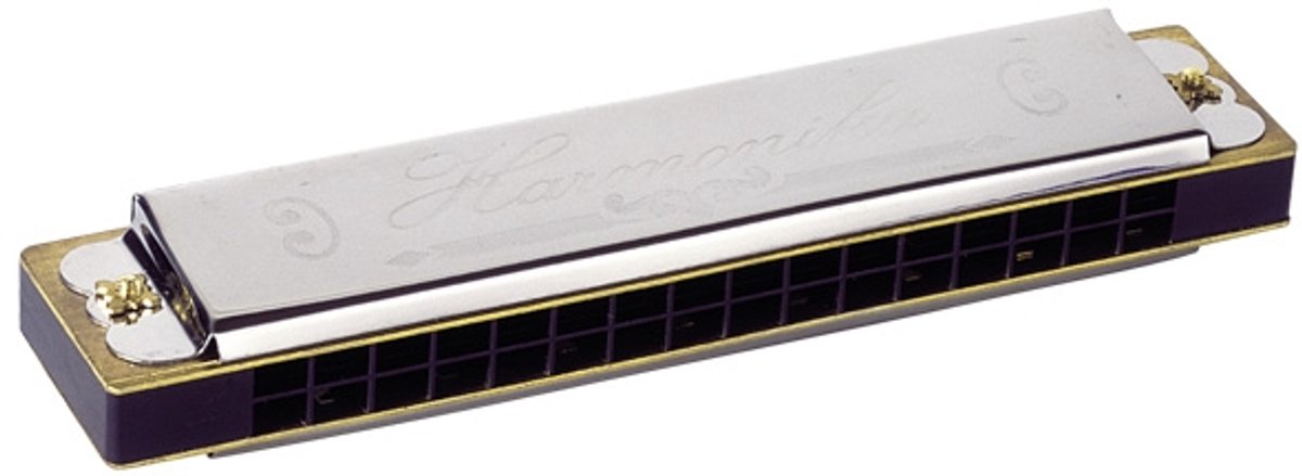 Goki metalen mondharmonica in doos
