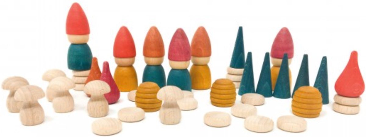 Grapat - nins tomten - houten speelfiguren - 42 onderdelen