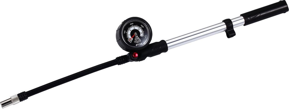 Bbb cycling airshock voorvorkpomp - mini fietspomp met drukmeter schokdempers en voorvorken - 28 bar - zwart zilver - bmp-29