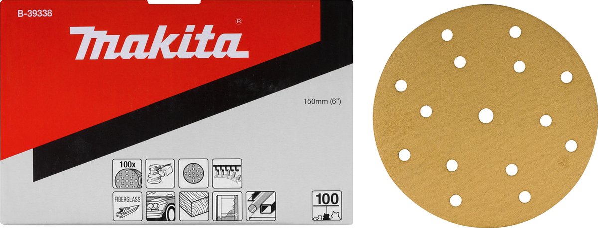 Makita b-39322 schuurschijf 150mm k80 yellow velcro