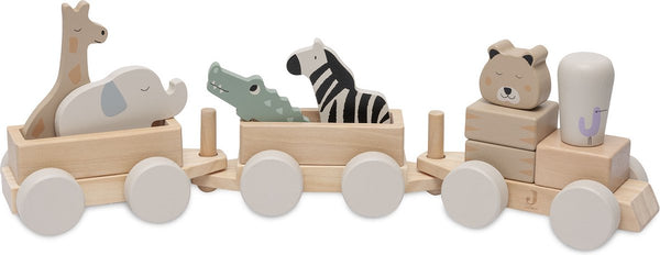 Jollein - houten speelgoedtrein - jungle jambo - jungle dieren - houten speelgoed voertuig - 100% fsc