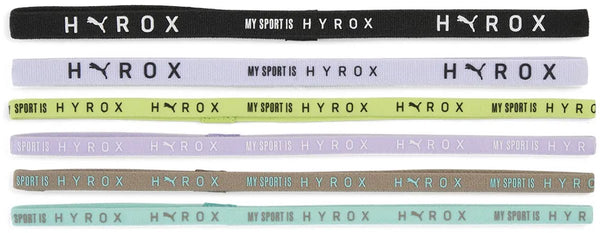 Puma x hyrox hairbands (6pcs) unisex haarbandjes - black- white-sunny lime-light lavender-intense mint