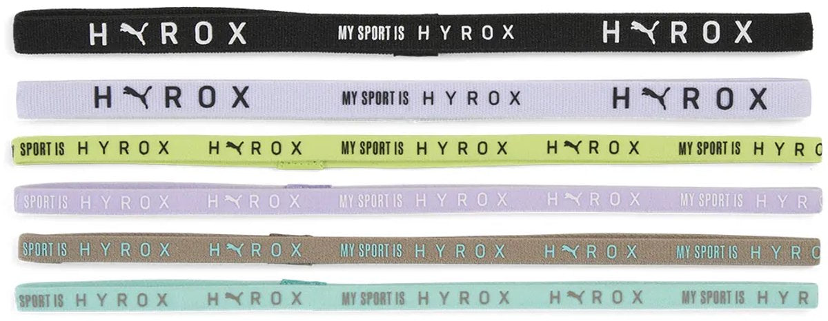 Puma x hyrox hairbands (6pcs) unisex haarbandjes - black- white-sunny lime-light lavender-intense mint