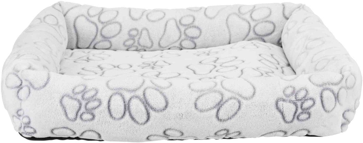 Trixie hondenmand - nando hoekig lichtgrijs - 60x50 cm, pluche, polyester, schuimrubber vulling