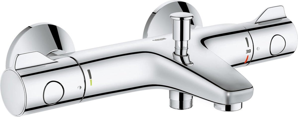 Grohe grohtherm 800 thermostatische badkraan - 15 cm - waterbesparend - met omstelling - inclusief koppelingen - chroom