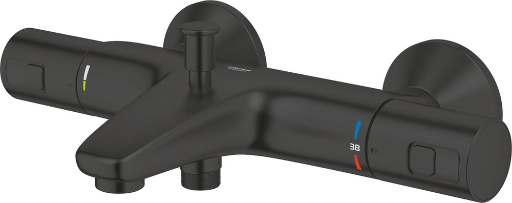 Grohe precision start thermostatische badkraan - 15 cm - waterbesparend - met omstelling - inclusief koppelingen - mat zwart