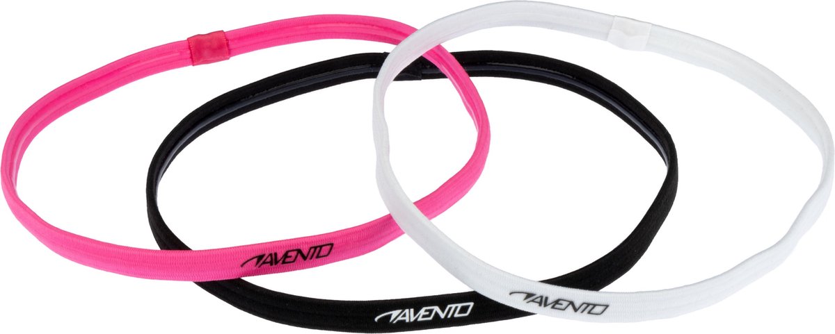 Avento sporthaarband elastiek - 3 stuks - roze zwart wit - antislip