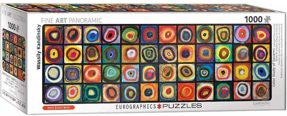 Eurographics - kleurenstudie: vierkanten (uitgebreide ten opzichte van origineel) [farbstudie: quadrate (expanded from original)] - wassily kandinsky - 1000 stukjes 96×32cm (b×h) - fine art panorama legpuzzel
