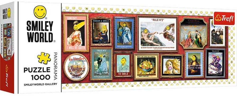 Trefl puzzel 1000 stukjes - smileyworld gallery kleurrijk karton.