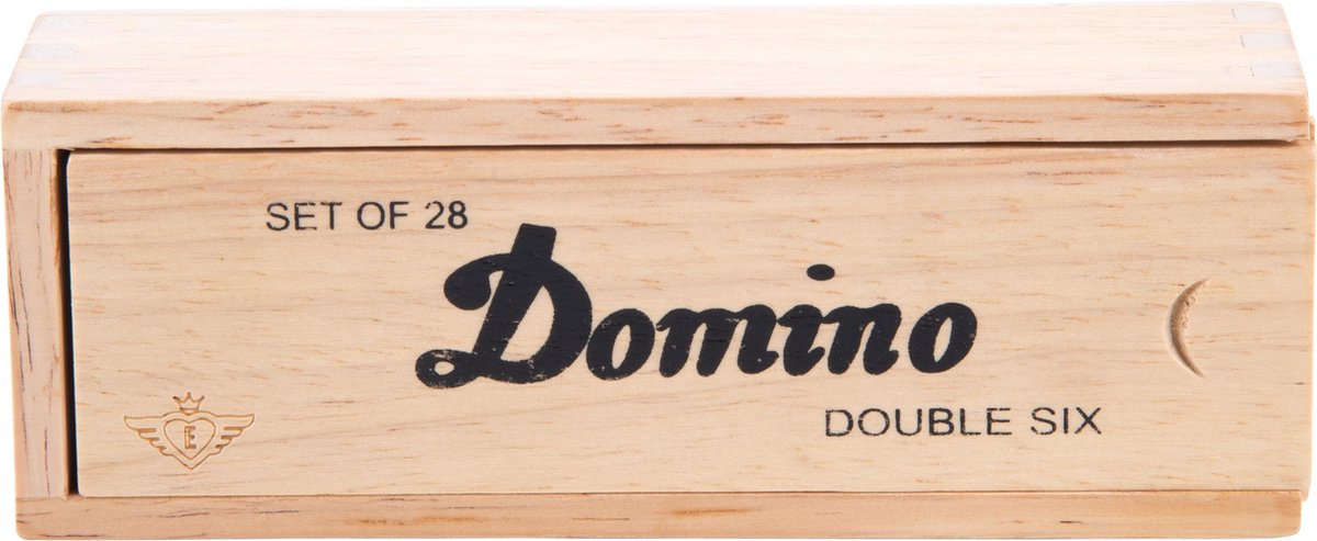 Basisspel domino hout dubbel 6 in kist