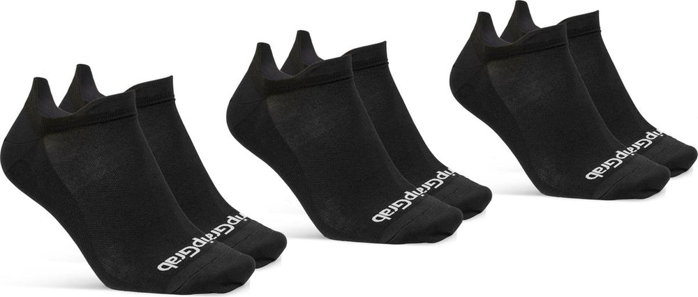 Gripgrab - classic no show zomer fietssokken 3pack enkelsokken coolmax sport sokken - zwart - unisex - maat l (44-47)
