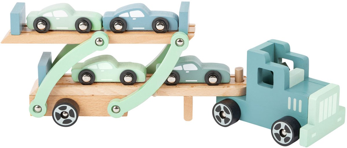 Small foot - houten vrachtwagen transporter chicago met auto's, 9dlg.
