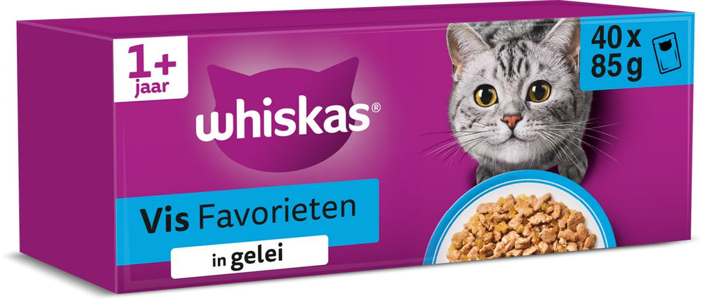Whiskas multipack zakje volwassen vis selectie in gelei