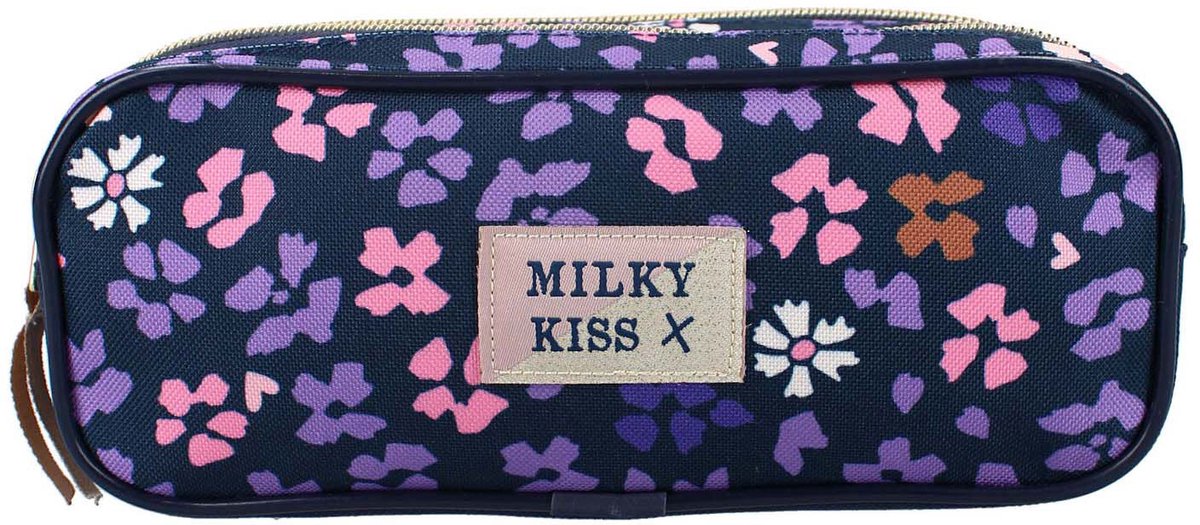 Milky kiss wildflower etui - 9 x 22 x 8 cm - paars - bloemen
