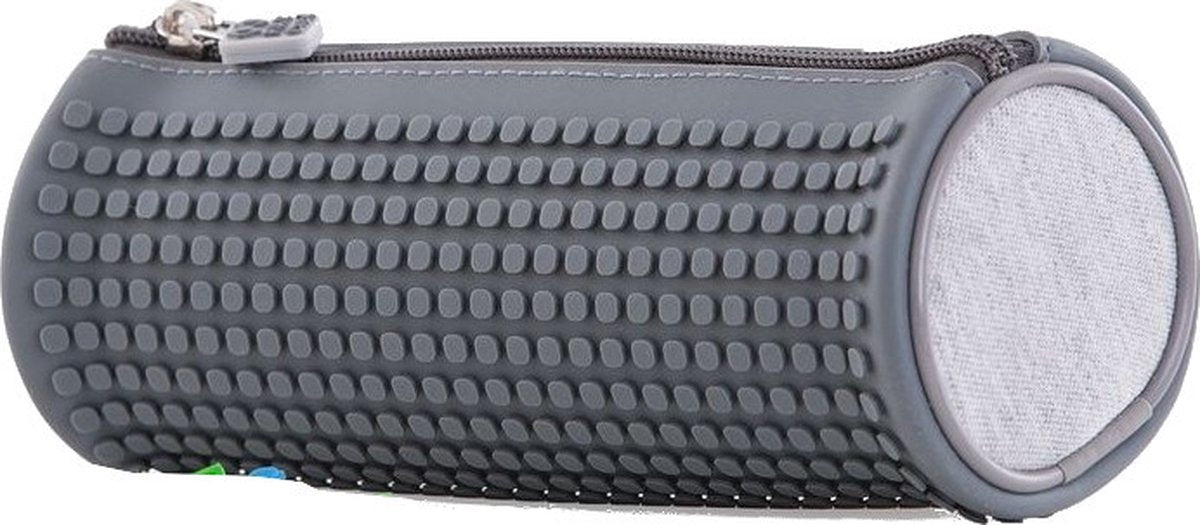 Pixie crew etui met siliconen paneel en pixels 20 cm grijs