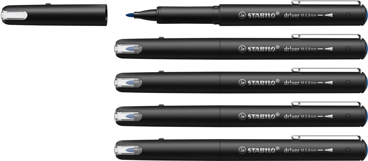 Stabilo dr!ver - premium fineliner - 0.8 mm - blauw - doos 5 stuks