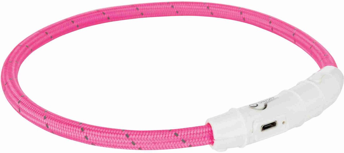 Trixie Halsband hond flitslichthalsband usb tpu nylon roze