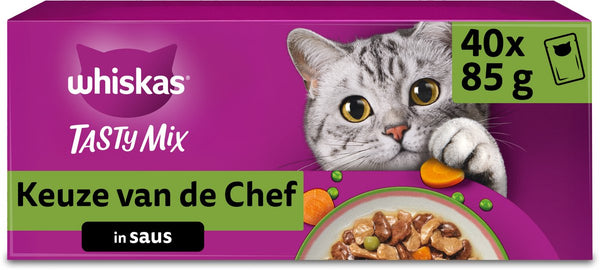 Whiskas kattenvoer - adult 1+ - tasty mix keuze chef in saus - 40x85g