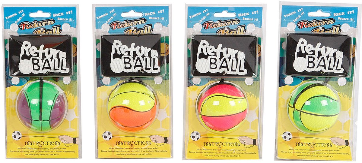 Deonlinedrogist.nl return ball - ball with elastic for wrist in neon colors - 63mm