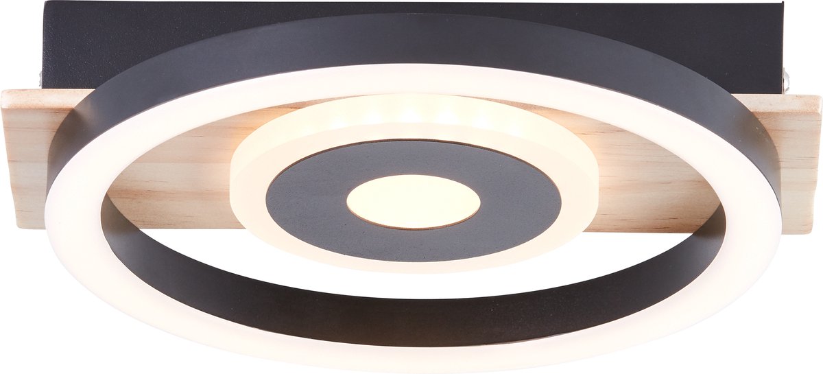 Brilliant maureen - plafondlamp - led 22w - 3000k - zwart - hout