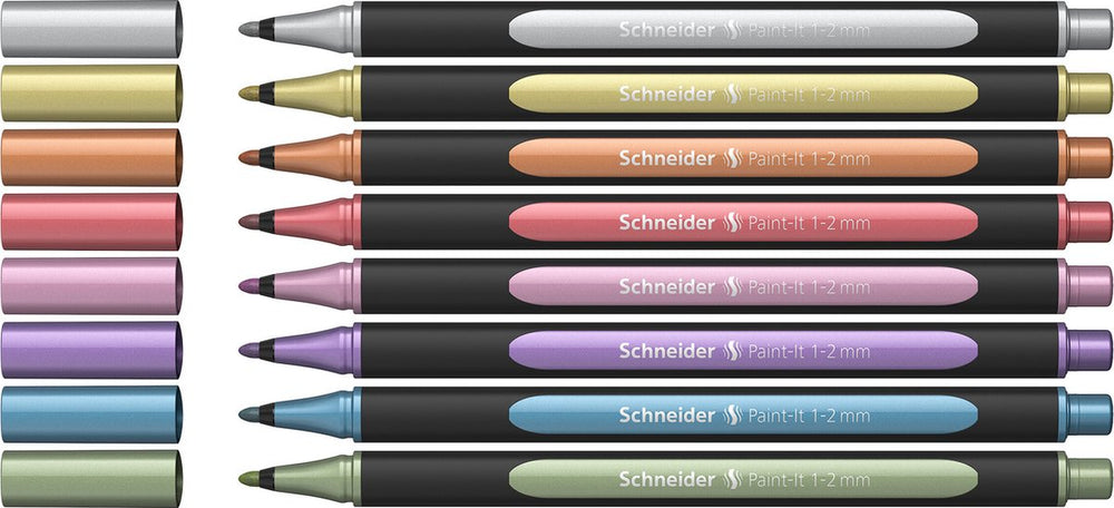 Schneider schrijfwaren schneider metallic liner - paint-it 020 - 1-2mm - 8 stuks - s-ml02011502