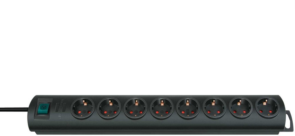 Brennenstuhl primera-line 8-voudig zwart 2 m h05vv-f 3g1,5