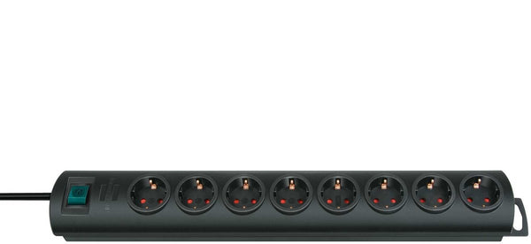 Brennenstuhl primera-line 8-voudig zwart 2 m h05vv-f 3g1,5
