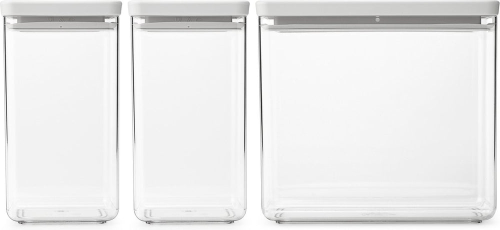 Brabantia tasty+ voorraadbussen - stapelbaar - 1,6 + 1,6 + 3,5 l - light grey