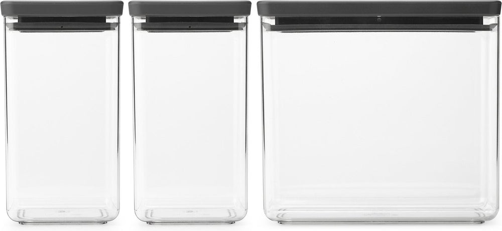 Brabantia tasty+ voorraadbussen - stapelbaar - 1,6 + 1,6 + 3,5 l - dark grey