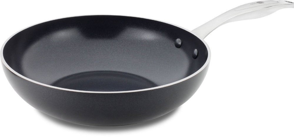 Greenpan brussels keramische inductie wokpan zonder deksel ø28cm - 3.6l – pfas-vrij – inductie wokpan – ovenbestendig tot 220°c – vaatwasserbestendig – snelle opwarming – rvs handgrepen – zwart