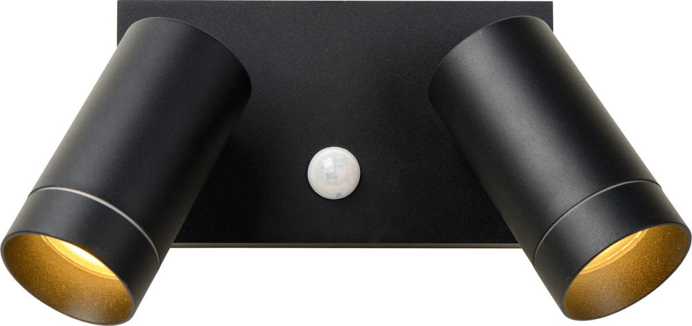 Lucide taylor - wandspot wandlamp binnen buiten - 2xgu10 - ip54 - bewegingssensor - zwart