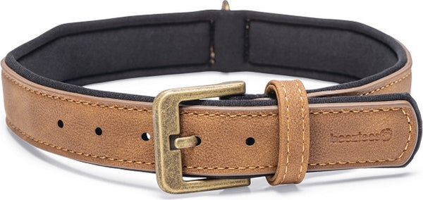 Beeztees balacron ax halsband hond - kunstleer - bruin - 43-53 cm x 25 mm