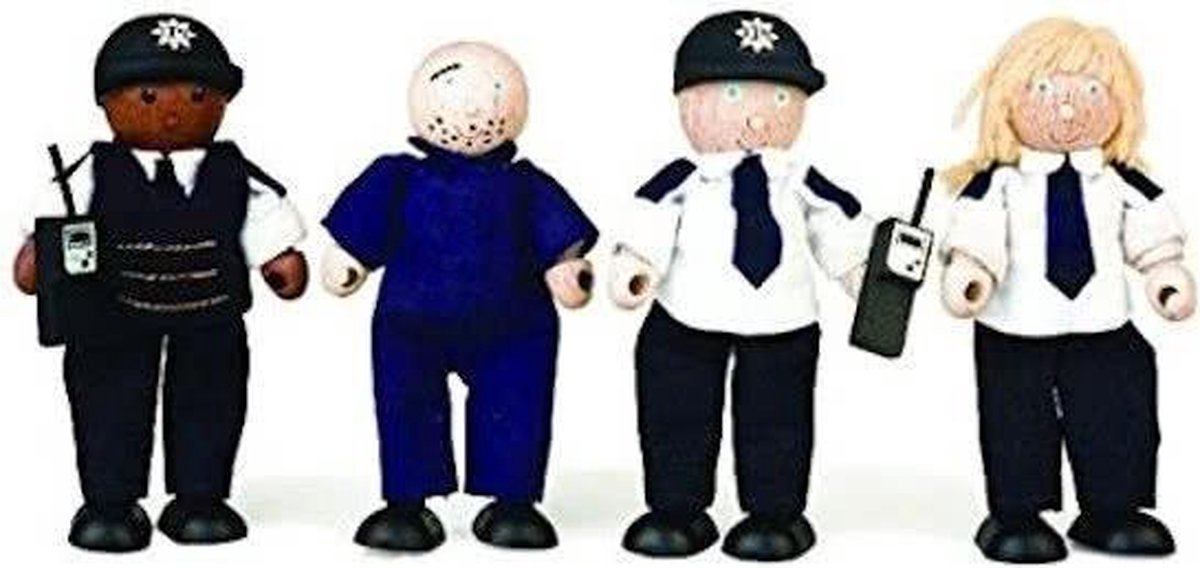 Tidlo Policemen and Thief Wood 11 cm Black 4 pieces