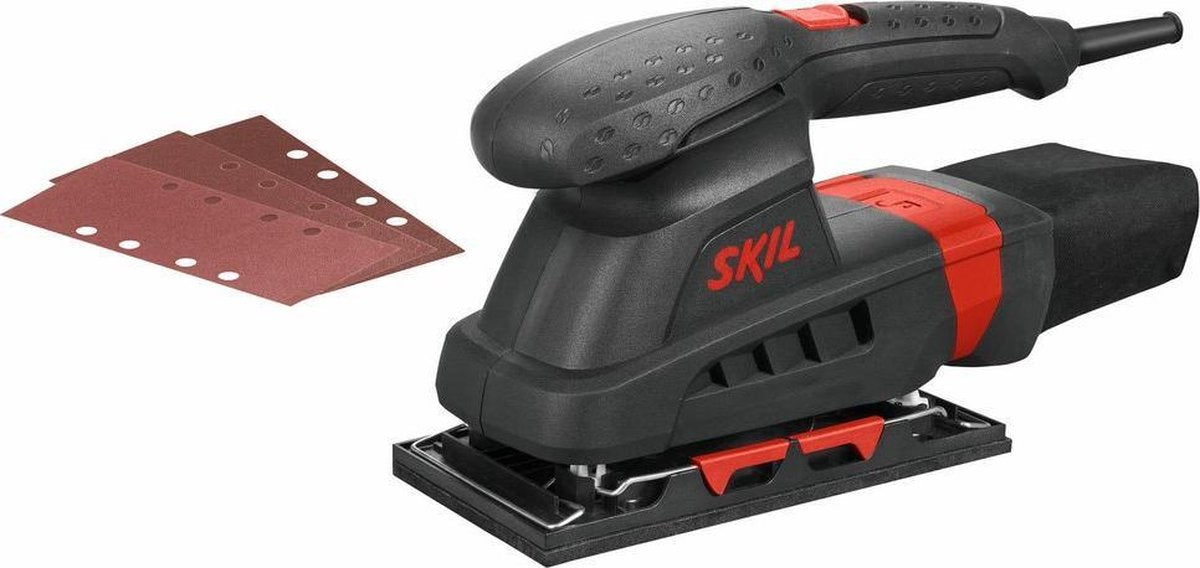 Skil vlakschuurmachine 160w - schuurmachine - schuuroppervlak 92 x 185mm - stofafzuiging - met klemmen en klithechting - inclusief 3 vellen schuurpapier - 7347 aa