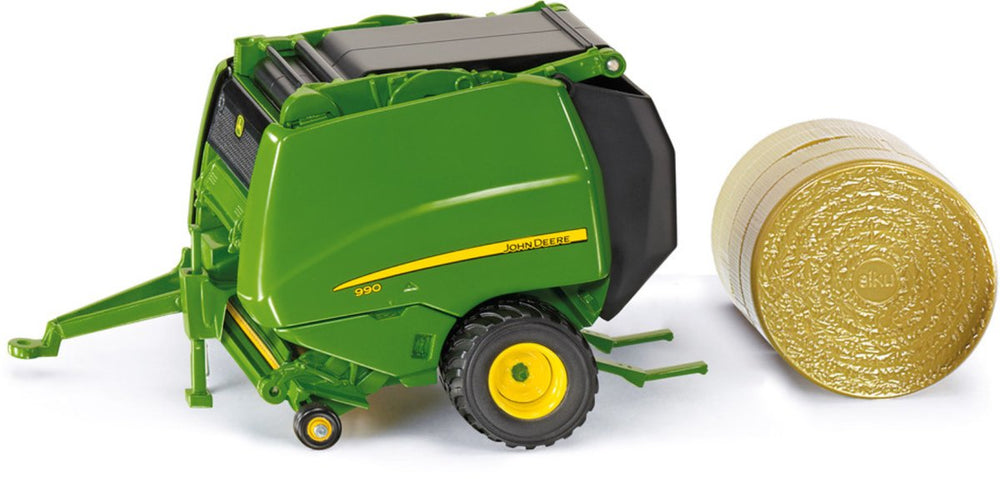 Siku 2465, john deere 990 balenpers, 1:32, metaal kunststof, groen, zijkanten en laadklep kunnen open