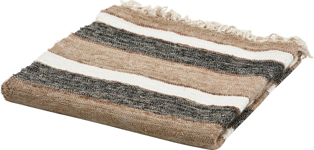 Woood beek plaid - katoen - zwart naturel - 130x170x1