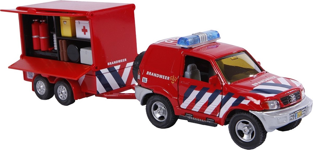 Kids globe brandweerwagen + aanhanger