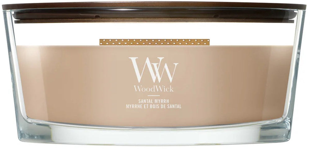Woodwick heartwick flame ellipse geurkaars - santal myrrh - 50 branduren