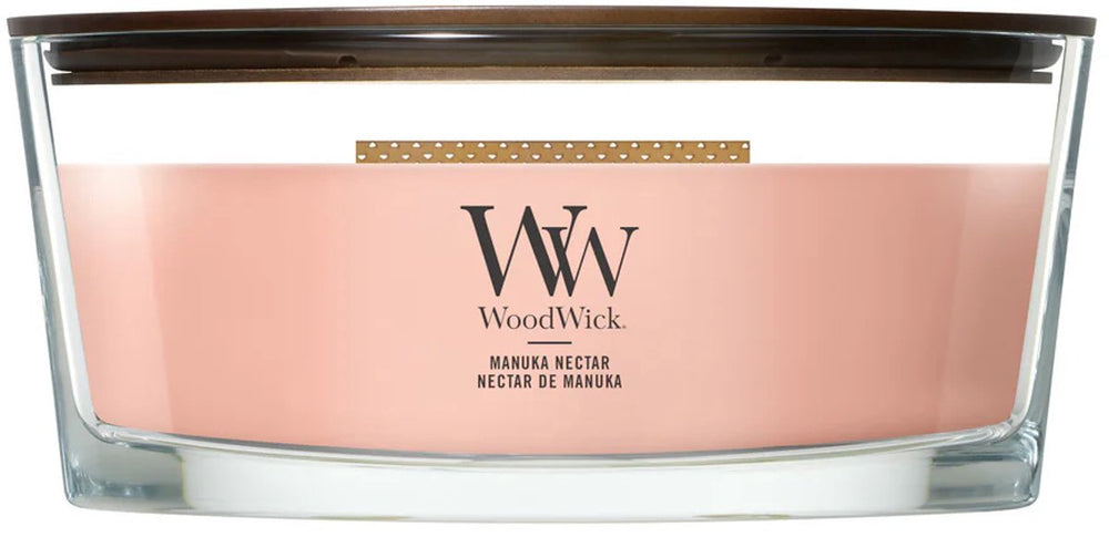 Woodwick heartwick flame ellipse geurkaars - manuka nectar - 50 branduren