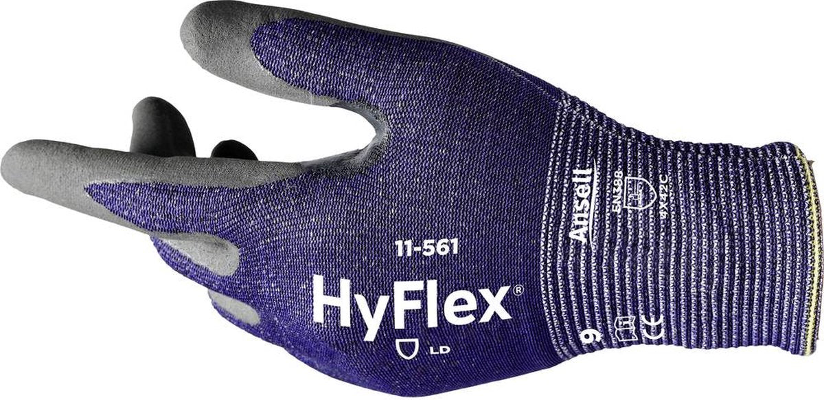 Ansell hyflex® 11561r070-1p werkhandschoen nylon, hppe, basalt, spandex, polyester maat (handschoen): 7 en 388:2016, en