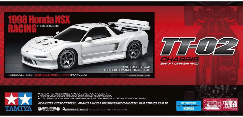 Tamiya modelbouwpakket auto - 58739 rc honda nsx racing 1998 - tt-02 met certificaat rc plastic - 1:10 - modelbouw