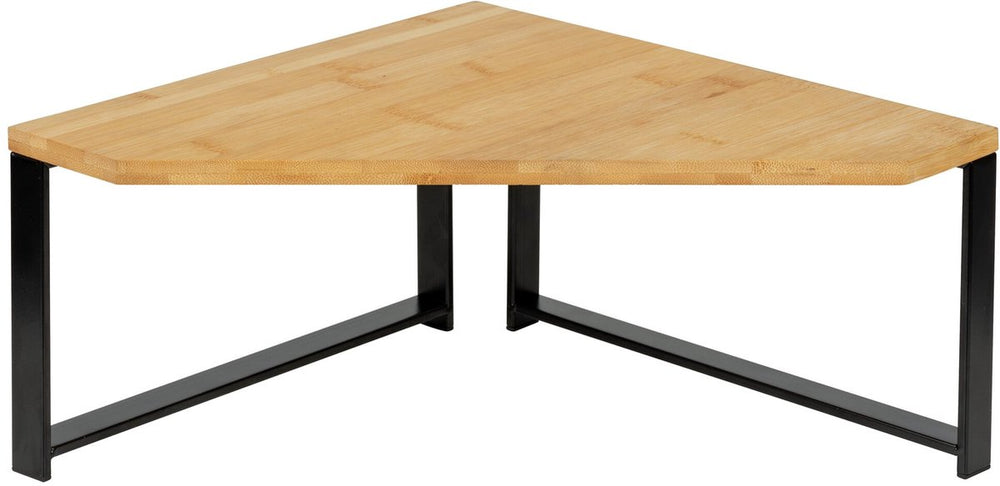 Wenko keukenrek lou hoekmodel in mat zwart staal en fsc gecertificeerd bamboe 30x15x30cm - keukenrek staand - keukenorganizer