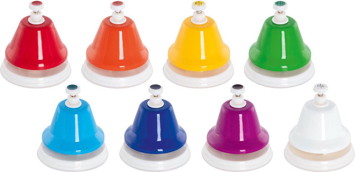 Goki belletjes h8,7cm, 8 kleuren gemengd, plastiek en metaal, 3+