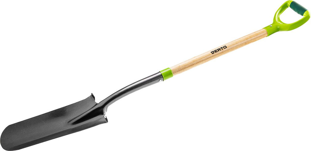 Verto draineerspade, sleuven spade, houten steel, d-greep