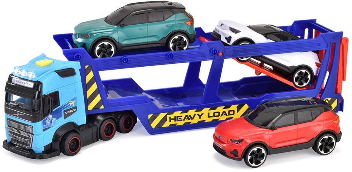 Dickie toys - car transporter - volvo - vrachtwagen met aanhangwagen - licht en geluid