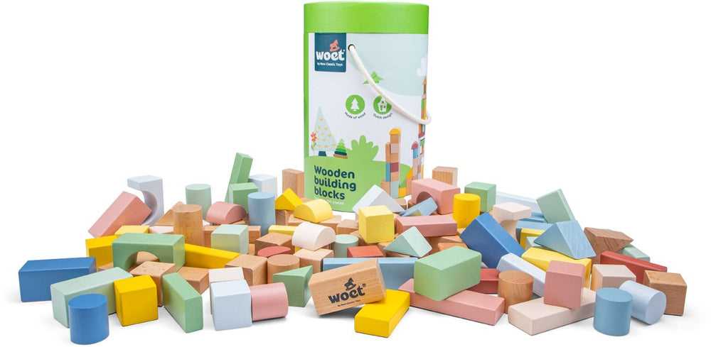 Woet ® houten bouwblokken set - 100-delige blokkendoos - fsc - educatief speelgoed - stimuleert creativiteit - vanaf 18 maanden
