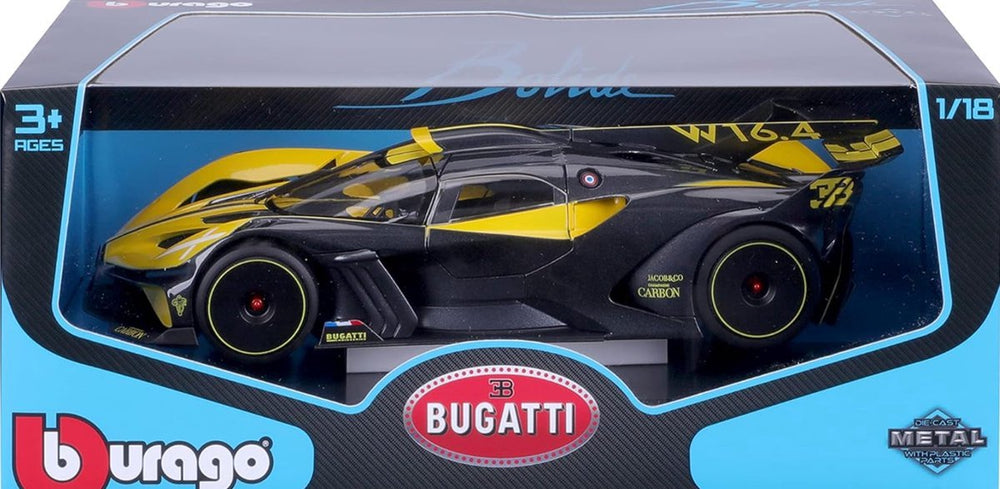 Bburago burago b18-11047y bugatti bolidie super car-1:18 scale die cast, yellow