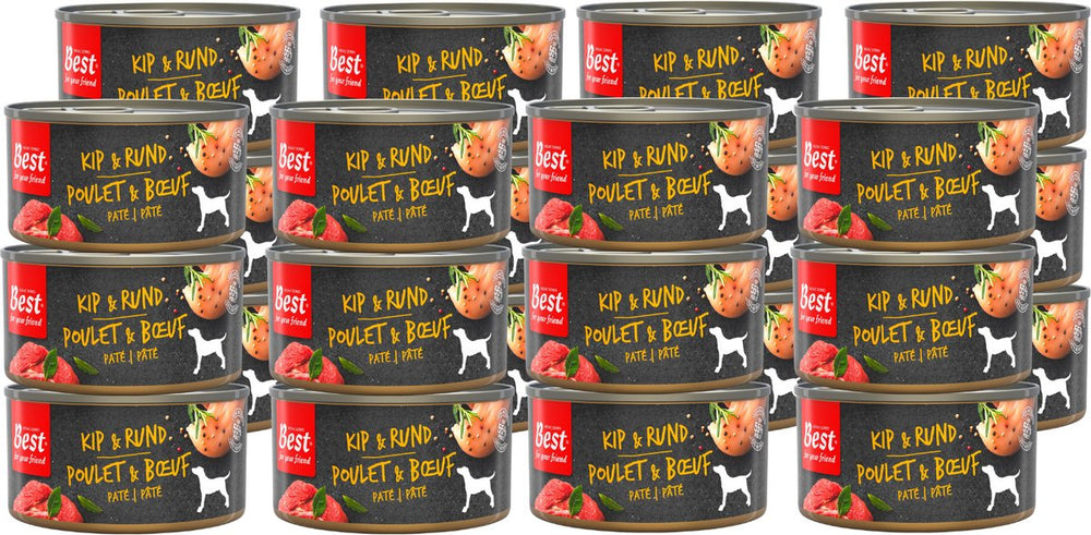 Rosewood best for your friend - honden natvoer - kip rund - gestoomde maaltijd - 24 blikjes x 95 g